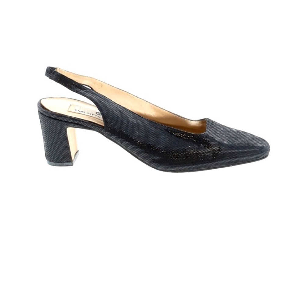 Saks Fifth Avenue Block Heel Black Sandal Back 10M